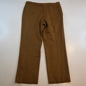 Bespoke 32x29 Tan Brown Wool Flat Front Classic Dress Mens Pants